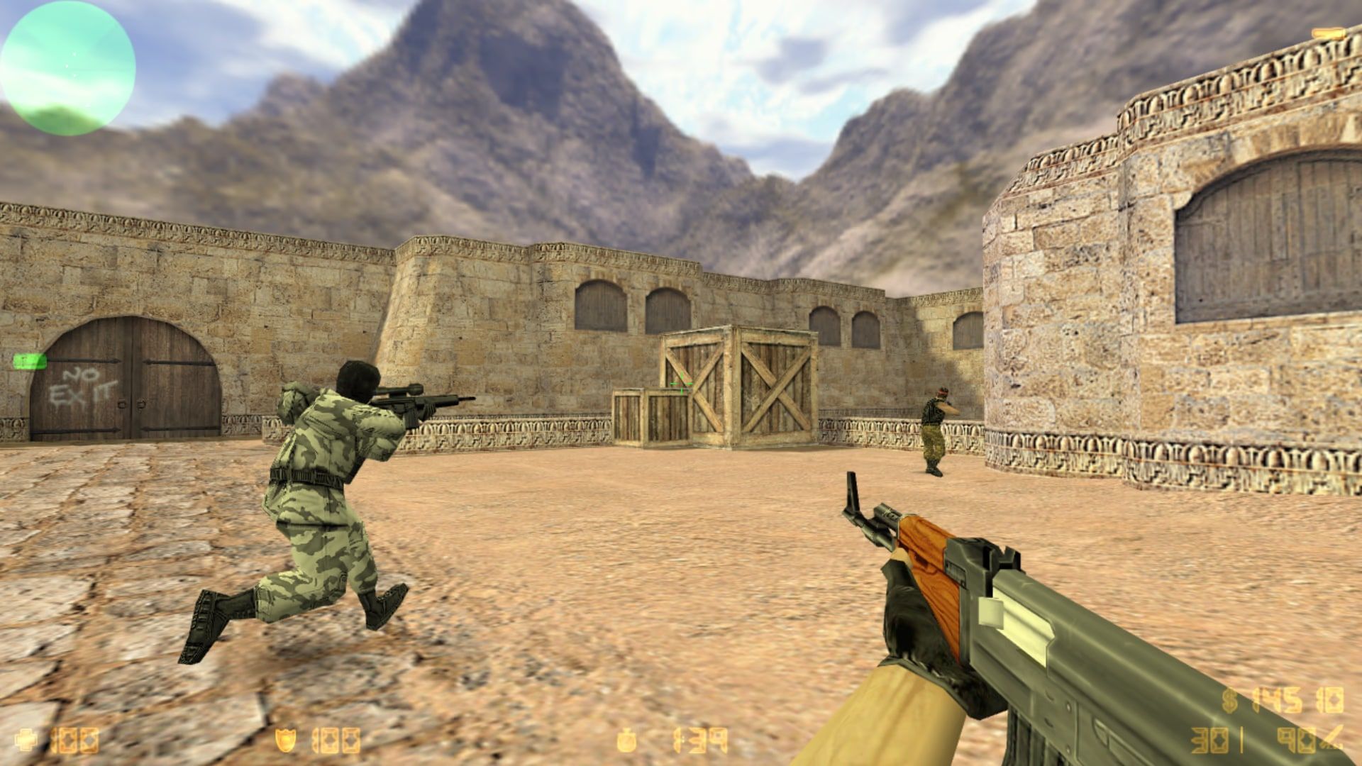 КС 1.6 Оригинал (русская версия) — Карта de_dust2, AK-47 в руках